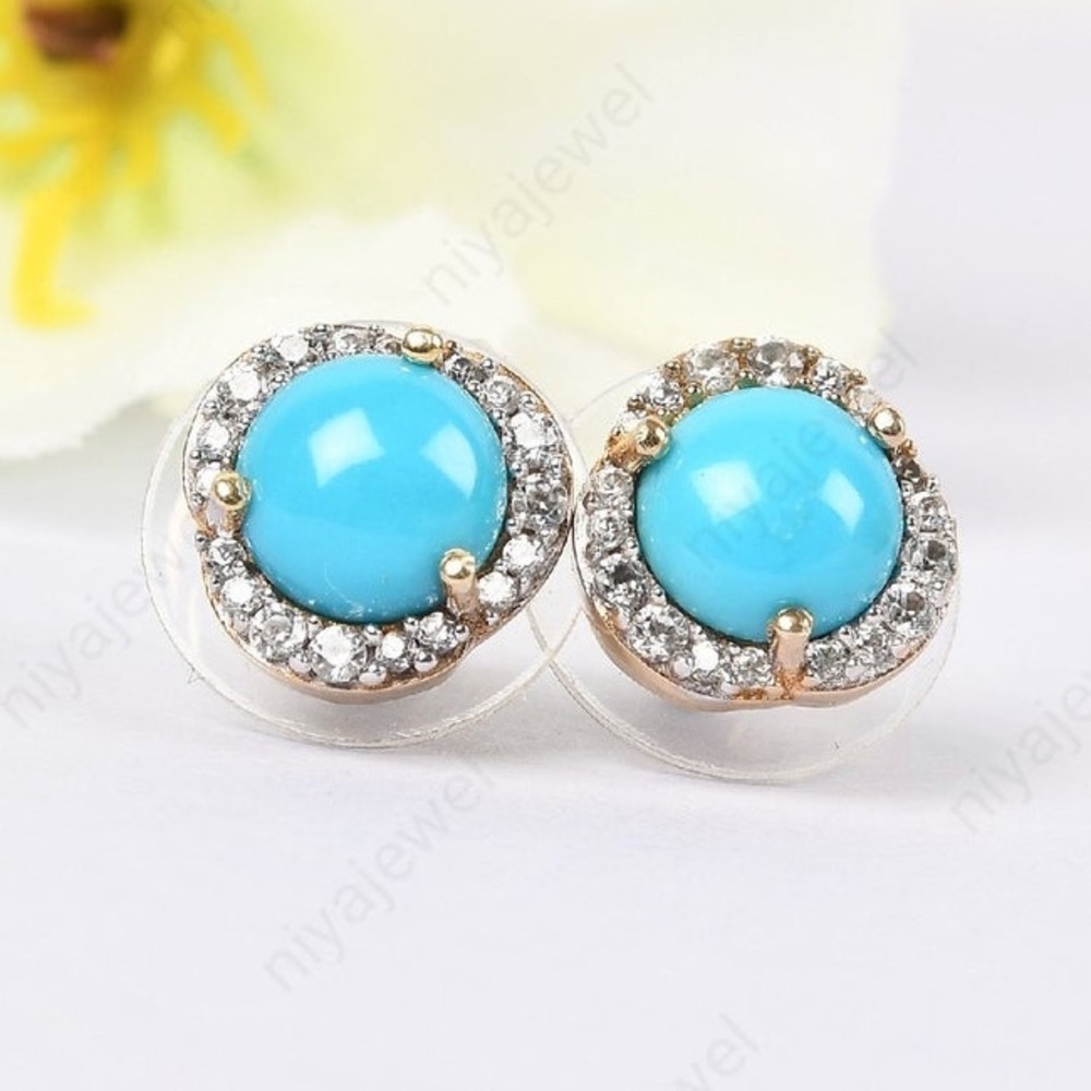 Turquoise halo earrings
